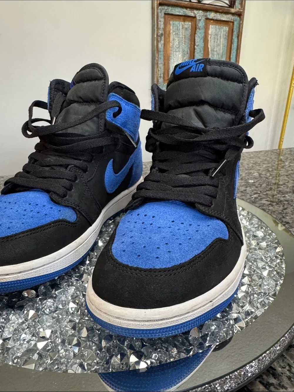 Air Jordan 1 Retro High Black & Royal Blue Suede EUC 10.5